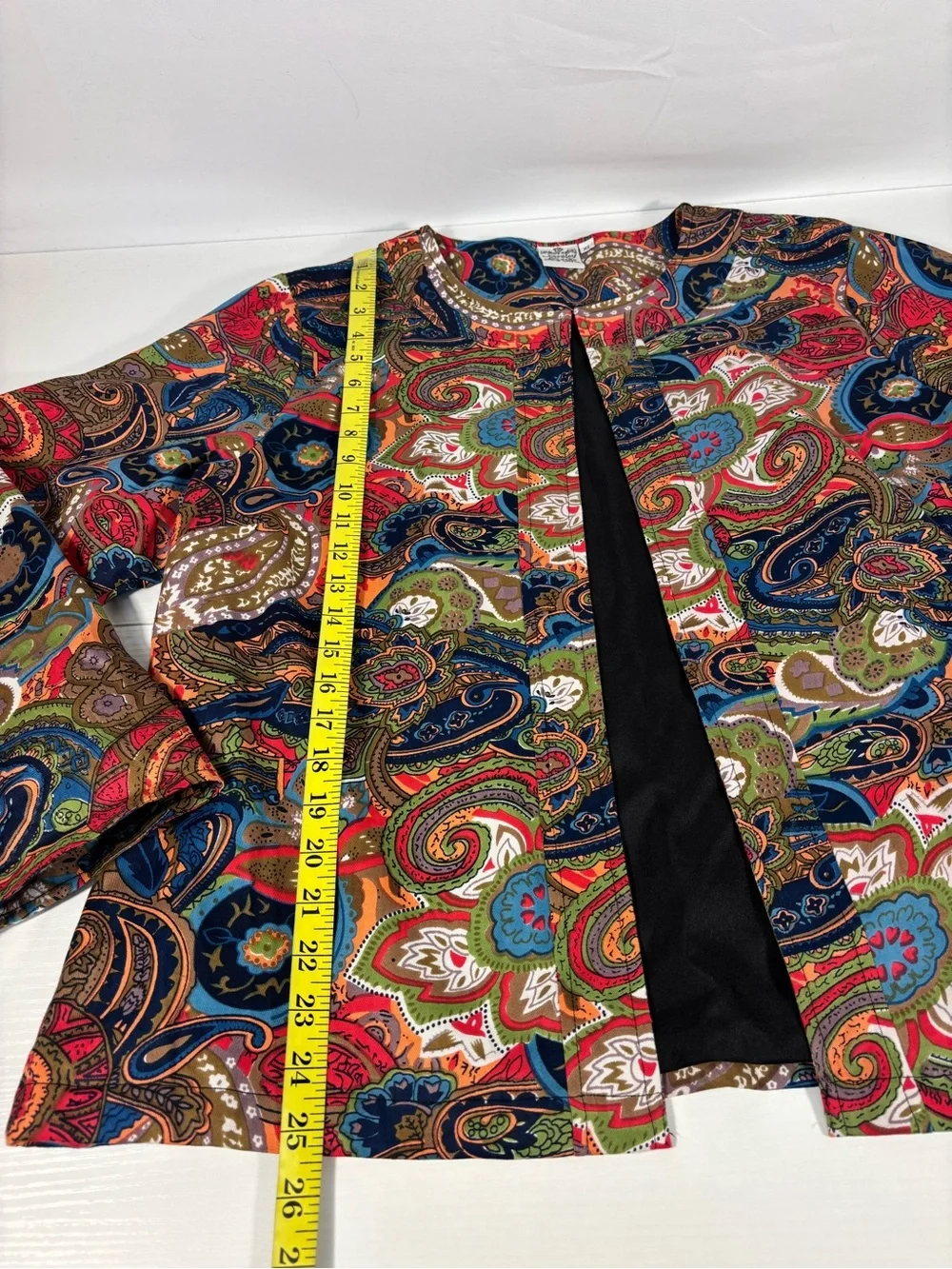 Parsley & Sage Paisley Cotton Open Front Jacket Boho Artsy Colorful XL